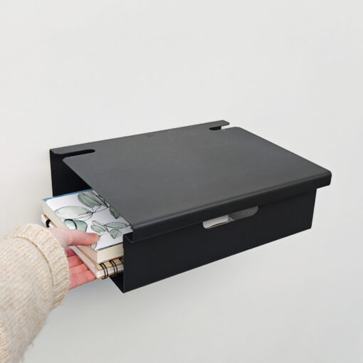 repisa estante mesa de luz flotante diseño minimalista moderno mesa de noche par dormitorio mueble de chapa de acero Muett