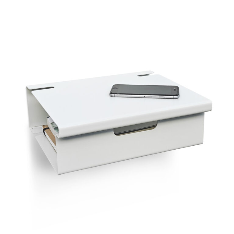 repisa estante mesa de luz flotante diseño minimalista moderno mesa de noche par dormitorio mueble de chapa de acero Muett