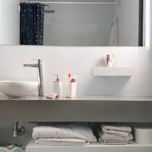 estante para ducha canasto soporte porta shampoo crema con jabonera organizador de baño diseño minimalista Muett