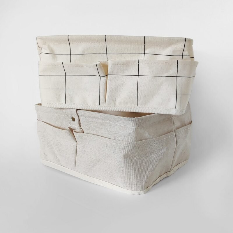 cesto canasto de tela organizador con bolsillo diseño Muett regalo original