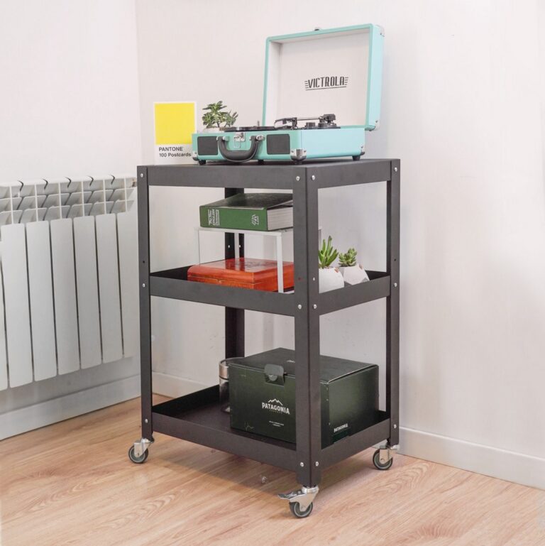 Mesa auxiliar de arrime con ruedas complementaria carrito taller mueble metalico diseño Muett