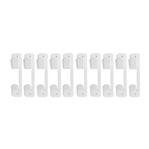 Pack x10 perchero de pared FUN de acero en color blanco sobre fondo color neutro, diseño minimalista y resistente Muett