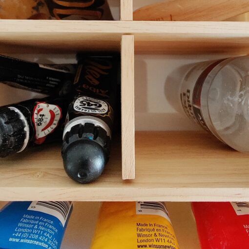 organizador de plastico y bambu contenedor de diseño con divisores original. Ordena tu cocina, escritorio baño. Muett