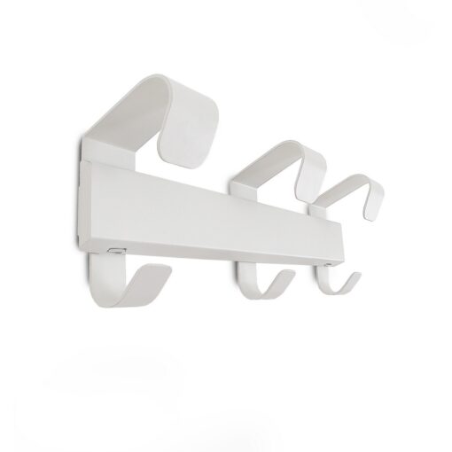 Perchero Múltiple de pared MUDRA minimalista de acero, color blanco, sobre fondo neutro, diseño moderno y funcional, Muett