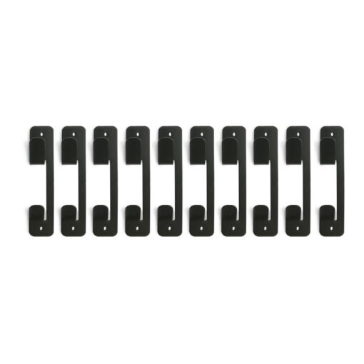Pack x10 perchero de pared FUN de acero en color negro sobre fondo color neutro, diseño minimalista y resistente Muett
