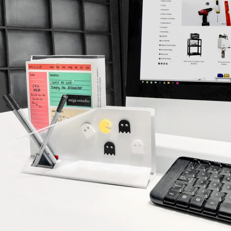 organizador papelero porta utiles lapicero para imanes diseño metalico minimalista original regalo empresarial Muett