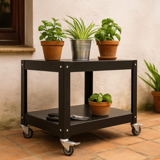 mesa auxiliar mueble metalico con ruedas mesita de arrime moderna de acero carrito de diseño Muett