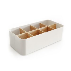 organizador de plastico y bambu contenedor de diseño con divisores original. Ordena tu cocina, escritorio baño. Muett