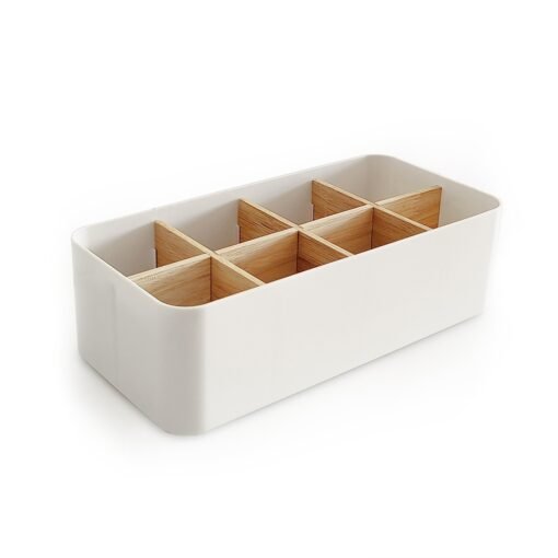 organizador de plastico y bambu contenedor de diseño con divisores original. Ordena tu cocina, escritorio baño. Muett