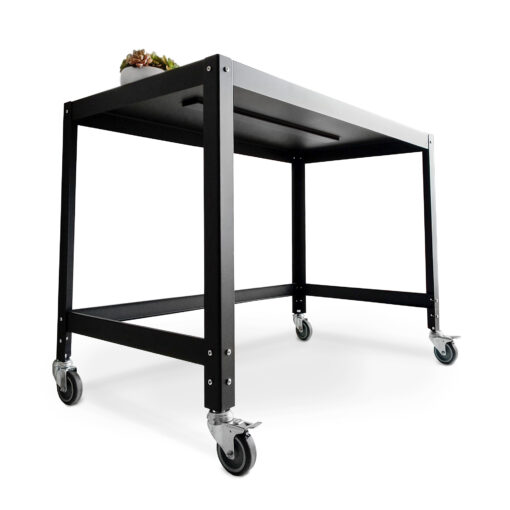escritorio mesa con ruedas mueble negro metalico diseño original muettt