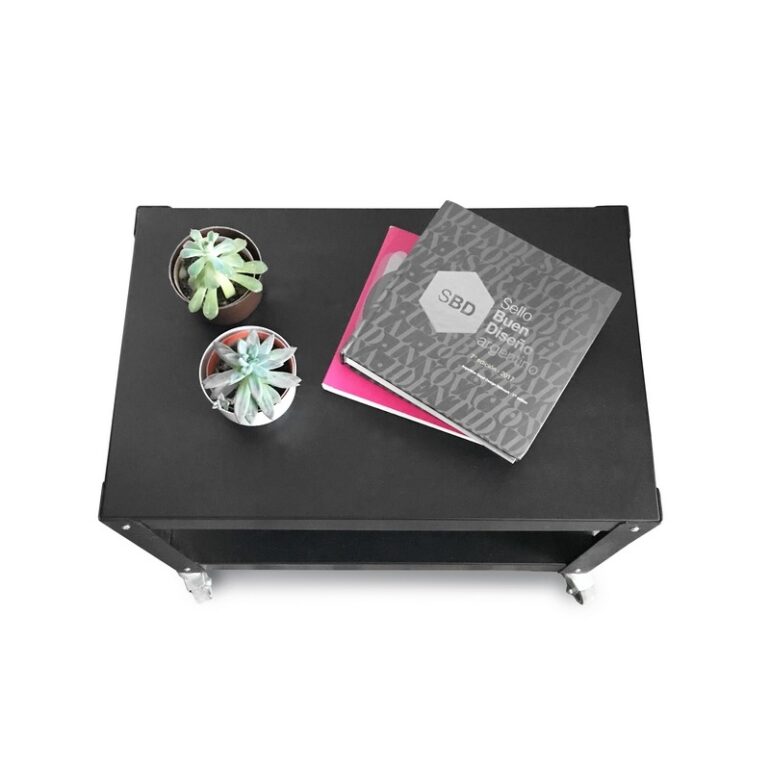 mesa auxiliar de arrime con ruedas mueble metalico de diseño Muett