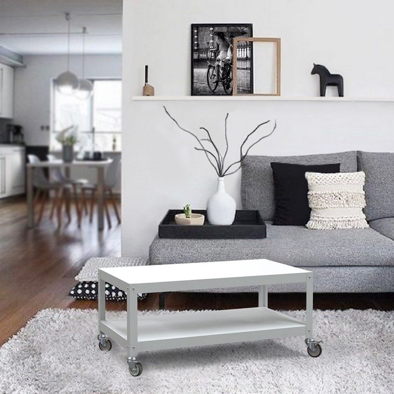 Mesa ratona de living mueble metalico con ruedas diseño Muett