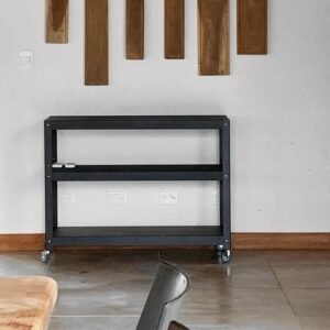 mesa rack auxiliar recibidora mueble metalico con ruedas diseño Muett