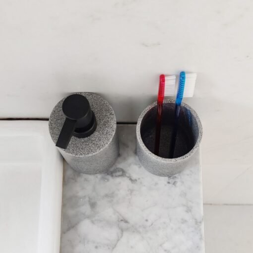 set dispenser y vaso accesorio para baño diseño muett jabonera porta cepillos modero minimalist deco