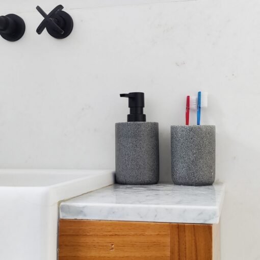 set dispenser y vaso accesorio para baño diseño muett jabonera porta cepillos modero minimalist deco