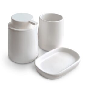 set de baño dispenser vaso y jabonera accesorios diseño para baño originales muett