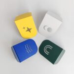 Set Sujeta Libros COSMOS de chapa Muett diseño minimalista moderno blanco verde azul amarillo