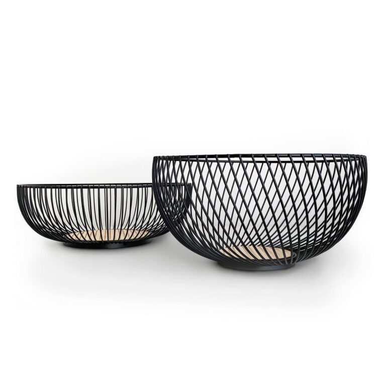 frutera contenedor deco organizador alambre metalico con madera diseño original regalo centro de mesa diseño Muett