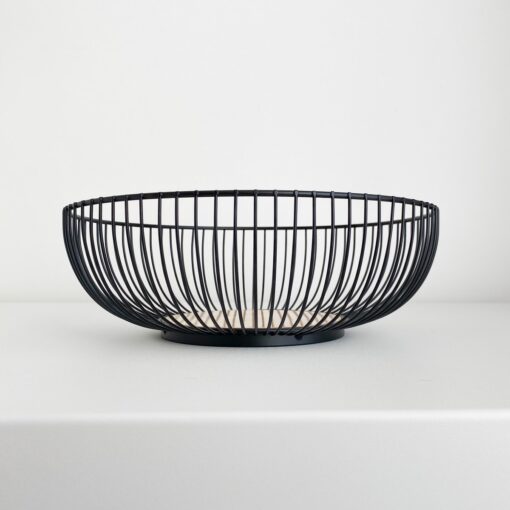 frutera contenedor deco organizador alambre metalico con madera diseño original regalo centro de mesa diseño Muett