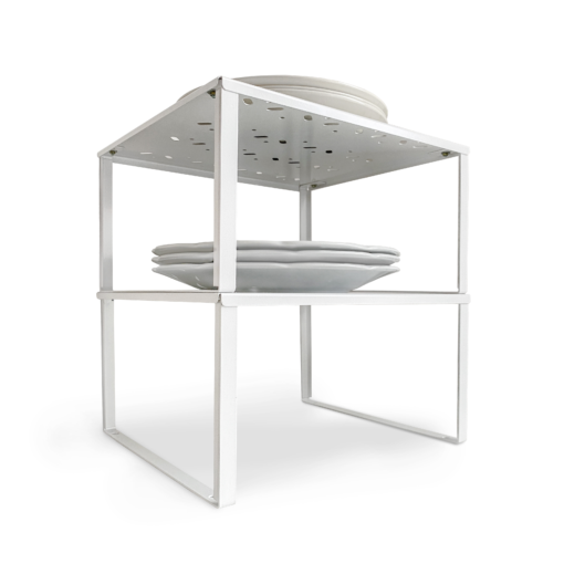 Pack x2 Estante UP de chapa de acero plegada, organizador de alacena, vajillero, color blanco, diseño minimalista y resistente – Muett